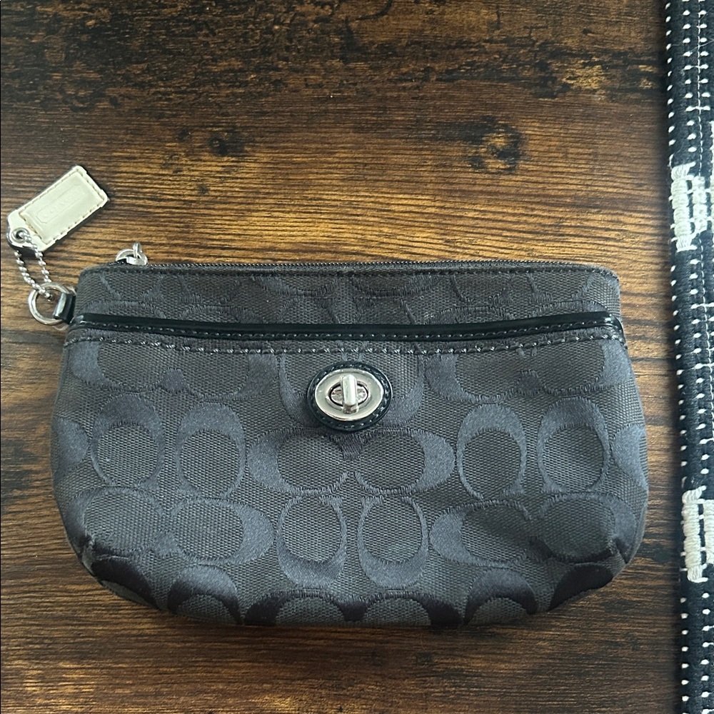 Coach Charcoal Wristlet with Signature Turnlock